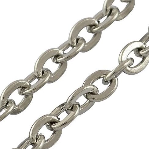 3.28 ft/1m 304 Stainless Steel Cable Chains Soldered Flat Oval Golden Color for DIY Jewelry Making Necklace Bracelet Keychain Crafts Making Supplies Link Size 3x2mm Thick 0.4mm in Saudi Arabia