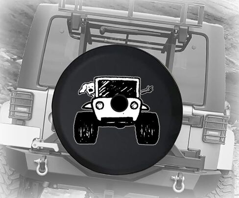 Driving with The Dog 4x4 Off Road Vehicle for Rough Terrain Adventure Animal Lovers JL Spare Tire Cover with Backup Camera Hole Black Size 32 Inch in Saudi Arabia