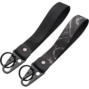 2 Pcs Classic Black & Floral Keychain Wristlet Lanyard for Women couples, Flower Wristlet Strap for Keys Hands-Free Wearable in Saudi Arabia