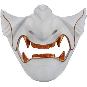 Charmgle Japanese Samurai Half Face Pretend Mask Tsushima Halloween Resin Mask Prajna Mask Dance Party Dress Up Costume in Saudi Arabia