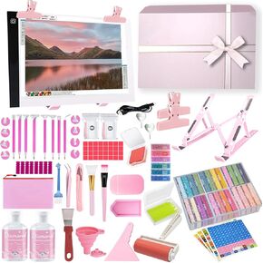 Qlonry 150 Pcs All Inclusive Diamond Painting Tool Kit Diamond Art Accessories Kit Including A4 LED Light Pad Kit,Bracket,Convex Point Design Storage Box,Painting Pen for DIY Craft in Kuwait