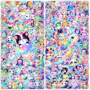 100 Pcs Cute Rainbow Animal Stickers Pack for Kids Girls Teens, Kawaii Waterproof Vinyl Decals,Cartoon Starry Animal Sticker for Water Bottle,Laptop,Luggage,Skateboard,Teaching Rewards,Party Favors in Saudi Arabia