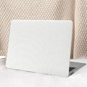 Seorsok Compatible with MacBook Air 13 Inch Case 2022 2021 2020 2019 2018 Release A1932 A2179 M1 A2337 Touch ID,Woven Elegant Leather Plastic Hard Shell Case with Keyboard Cover,Beige,No Cutout Design in Kuwait
