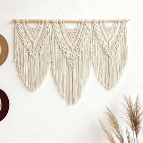 نسيج كبير مصنوع يدويًا من oiikain للتعليق على الحائط من Boho Macrame - فن ديكور منزلي منسوج بوهيمي أنيق لغرفة المعيشة وغرفة النوم وحفلات الزفاف in Kuwait