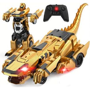 Dinosaur Transform Rc Car 2.4Ghz Remote Control Car Transforming Robot with Light, 360° Rotation One Button Deformation Car Toy Gifts for Boy Girl Age 4-7 8-12 in Saudi Arabia