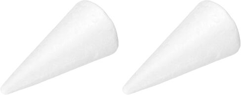 Generic Foam Cones for DIY Arts and Crafts 4.33 x 2.17 inch Polystyrene Cones for Christmas Tree, DIY Home Craft Project 2 Pack in Saudi Arabia
