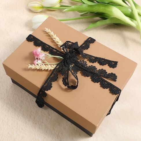 Black Lace Ribbon, 1/2'' × 15 Yards Crocheted Lace Trim for Sewing Vintage Scalloped Edge Lac Fabric for Crafts, Gift Wrapping, DIY Sewing Making, Scrapbooking, Wedding Bouquet Decorations in Saudi Arabia