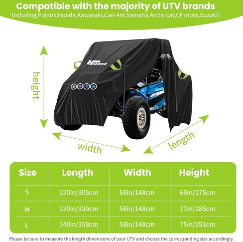 600D UTV Cover Heavy Duty - All Weather Protection UTV Cover 2 Seater for Kawasaki Can Am Defender Polaris Ranger General Commander Rhino Pioneer Mule Teryx 2-3 Seaters 130" x 73" x 58" in Saudi Arabia