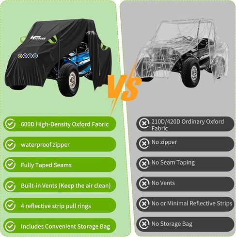 600D UTV Cover Heavy Duty - All Weather Protection UTV Cover 2 Seater for Kawasaki Can Am Defender Polaris Ranger General Commander Rhino Pioneer Mule Teryx 2-3 Seaters 130" x 73" x 58" in Saudi Arabia
