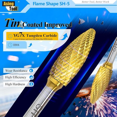 SH-5L6 Tungsten Carbide Burr Rotary Lengthened File Flame Shape Double Cut with 1/4''Shank for Die Grinder Drill Bit in Saudi Arabia