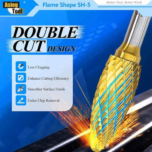 SH-5L6 Tungsten Carbide Burr Rotary Lengthened File Flame Shape Double Cut with 1/4''Shank for Die Grinder Drill Bit in Saudi Arabia