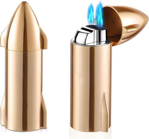 Woodronic Cigar Lighter with V-Cut Cigar Cutter and Cigar Holder, Refillable Dual Jet Lighter Without Butane, Lightweight and Windproof, Cigar Gift for Men, Brown in Saudi Arabia