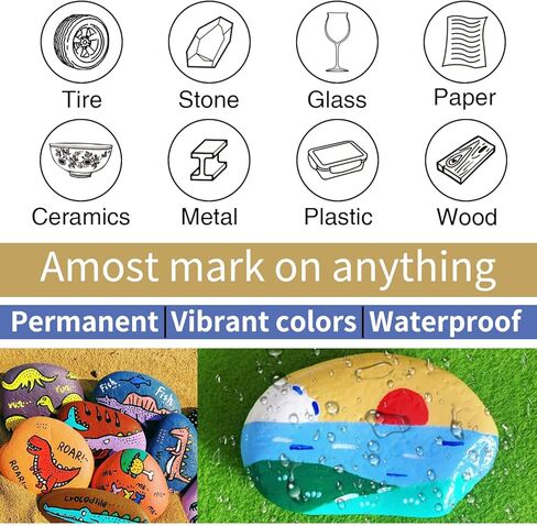 White Paint Pens Permanent Paint Markers - 24 Pack Oil Based Marking Pens, Medium Point, Quick Drying and Waterproof for Rock Painting Car Tyre Metal, Plastic, Canvas, Wood, Glass in Kuwait
