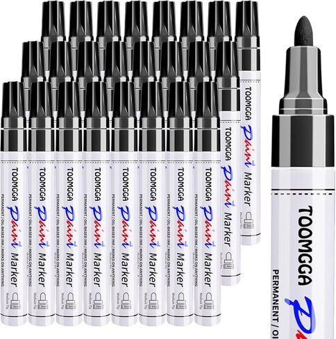 White Paint Pens Permanent Paint Markers - 24 Pack Oil Based Marking Pens, Medium Point, Quick Drying and Waterproof for Rock Painting Car Tyre Metal, Plastic, Canvas, Wood, Glass in Kuwait