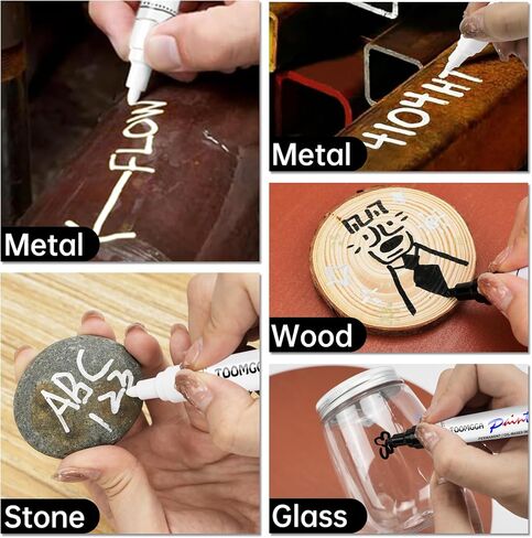 White Paint Pens Permanent Paint Markers - 24 Pack Oil Based Marking Pens, Medium Point, Quick Drying and Waterproof for Rock Painting Car Tyre Metal, Plastic, Canvas, Wood, Glass in Kuwait