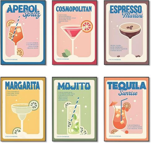 6 Pack Paint by Numbers Kit for Adults Beginners-Cocktail Paint by Number Adult,Cocktail DIY Adult Paint by Number Kits on Canvas Without Frame Perfect for Gifts and Home Wall Decor 8x10inch in Saudi Arabia