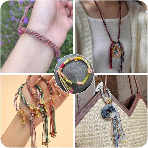 1mm Polyester Twisted Cord Mixed Colors Round Polyester Twisted Cord 40m/50m for Necklace Bracelet DIY Jewelry Keychain Handmade Crafts Making Supplies 8rolls/10rolls (C Style) in Saudi Arabia