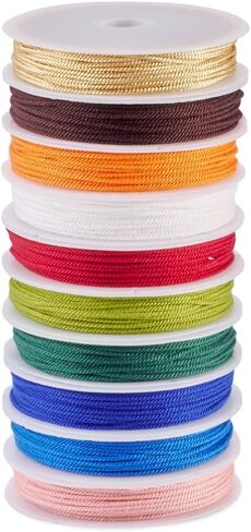1mm Polyester Twisted Cord Mixed Colors Round Polyester Twisted Cord 40m/50m for Necklace Bracelet DIY Jewelry Keychain Handmade Crafts Making Supplies 8rolls/10rolls (C Style) in Saudi Arabia