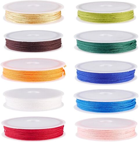 1mm Polyester Twisted Cord Mixed Colors Round Polyester Twisted Cord 40m/50m for Necklace Bracelet DIY Jewelry Keychain Handmade Crafts Making Supplies 8rolls/10rolls (C Style) in Saudi Arabia