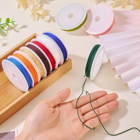 1mm Polyester Twisted Cord Mixed Colors Round Polyester Twisted Cord 40m/50m for Necklace Bracelet DIY Jewelry Keychain Handmade Crafts Making Supplies 8rolls/10rolls (C Style) in Saudi Arabia
