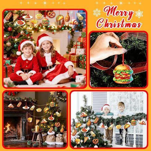 FLYAB 12PCS Santa Claus Christmas Ornaments Wooden Christmas Truck Ornaments for Christmas Tree Vintage Santa Christmas Hanging Ornaments for Xmas Party Decorations Supplies in Kuwait