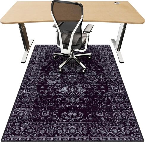 Office Chair Mat for Hardwood Floor, 36"x48" Desk Chair Mat for Home Office, Non-Slip Under Desk Mat for Rolling Chair,Washable Chair Rugs for Gaming Chairs-Black Purple in Saudi Arabia