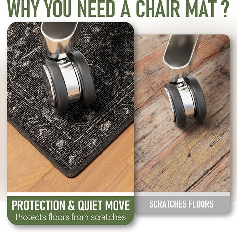 Office Chair Mat for Hardwood Floor, 36"x48" Desk Chair Mat for Home Office, Non-Slip Under Desk Mat for Rolling Chair,Washable Chair Rugs for Gaming Chairs-Black Purple in Saudi Arabia