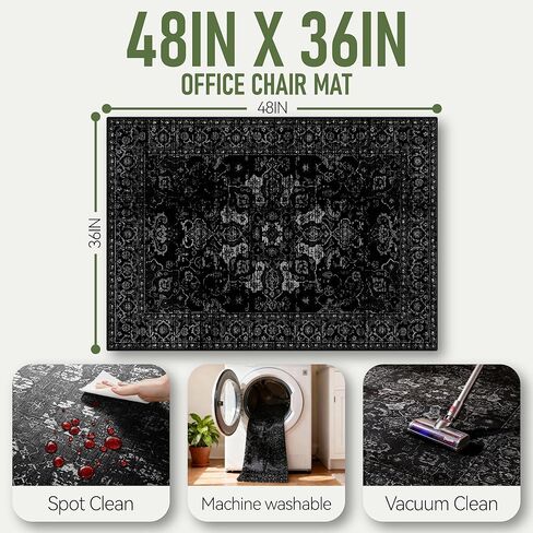 Office Chair Mat for Hardwood Floor, 36"x48" Desk Chair Mat for Home Office, Non-Slip Under Desk Mat for Rolling Chair,Washable Chair Rugs for Gaming Chairs-Black Purple in Saudi Arabia