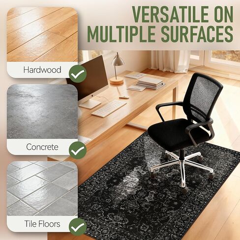 Office Chair Mat for Hardwood Floor, 36"x48" Desk Chair Mat for Home Office, Non-Slip Under Desk Mat for Rolling Chair,Washable Chair Rugs for Gaming Chairs-Black Purple in Saudi Arabia