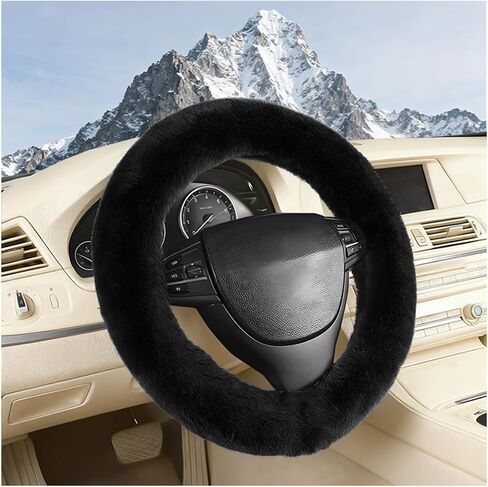 Fuzzy Car Steering Wheel Cover, Soft Fluffy Elastic Stretch Non-Slip Vehicle Steer Wheel Protector, Automotive Interior Protection Decoration Accessories, Universal for SUV RV Truck (Pink) in Saudi Arabia