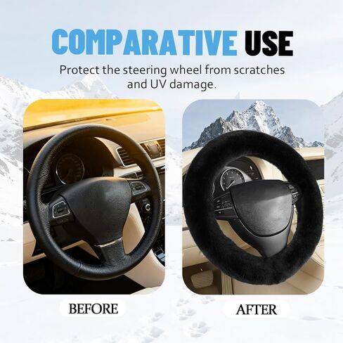 Fuzzy Car Steering Wheel Cover, Soft Fluffy Elastic Stretch Non-Slip Vehicle Steer Wheel Protector, Automotive Interior Protection Decoration Accessories, Universal for SUV RV Truck (Pink) in Saudi Arabia