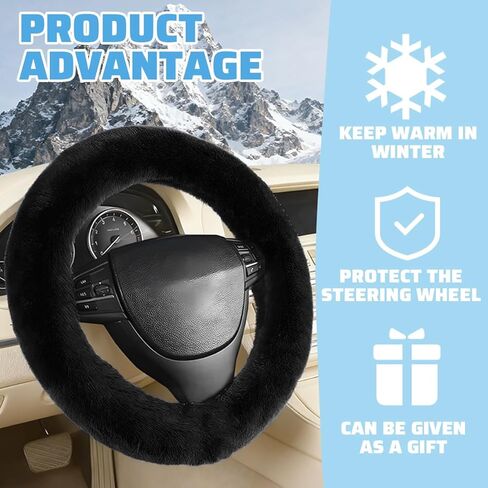 Fuzzy Car Steering Wheel Cover, Soft Fluffy Elastic Stretch Non-Slip Vehicle Steer Wheel Protector, Automotive Interior Protection Decoration Accessories, Universal for SUV RV Truck (Pink) in Saudi Arabia