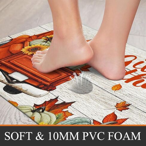 Bsmathom Fall Pumpkin Kitchen Rugs Sets of 2, Anti Fatigue Mats for Kitchen Floor, Non Slip Cushioned Waterproof Kitchen Mats, Farmhouse Kitchen Mats for Floor in Saudi Arabia