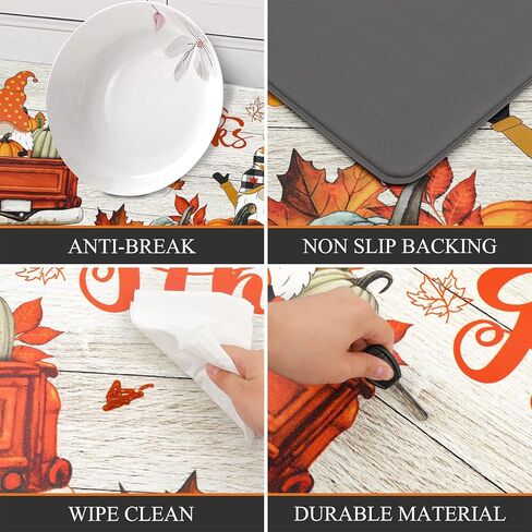 Bsmathom Fall Pumpkin Kitchen Rugs Sets of 2, Anti Fatigue Mats for Kitchen Floor, Non Slip Cushioned Waterproof Kitchen Mats, Farmhouse Kitchen Mats for Floor in Saudi Arabia