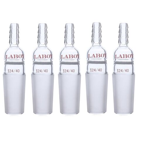 Laboy Glass Straight Inlet Adapter Fritted with 24/40 Inner Glass Joint & 8mm Hose Connection Lab Glassware in Kuwait