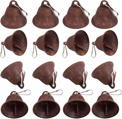 MCPINKY Craft Bells, 34PCS Bronze Jingle Bells Vintage Bells (1.7" X 1.5") Small Brass Bells with Spring Hooks Hanging for Wind Chimes Housebreaking Doorbell Christmas Tree Wedding Decor DIY Favor in Kuwait