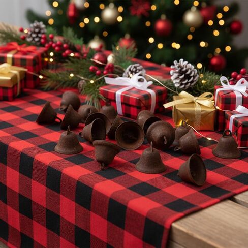 MCPINKY Craft Bells, 34PCS Bronze Jingle Bells Vintage Bells (1.7" X 1.5") Small Brass Bells with Spring Hooks Hanging for Wind Chimes Housebreaking Doorbell Christmas Tree Wedding Decor DIY Favor in Kuwait