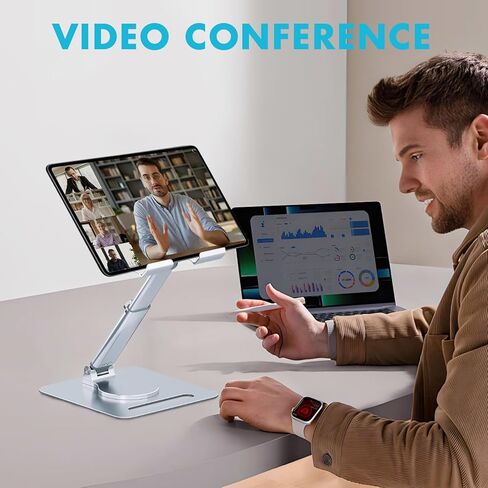 حامل الكمبيوتر اللوحي GuaziV من الألومنيوم، حامل مكتب iPad قابل للطي بقاعدة دوارة 360 درجة، حامل كمبيوتر لوحي قابل للتعديل لجهاز iPad Air 4/Mini، iPad 10.2/9.7، Kindle، القارئ الإلكتروني، Fire و4.7"-13.5" الهاتف الخلوي والأجهزة اللوحية in Kuwait