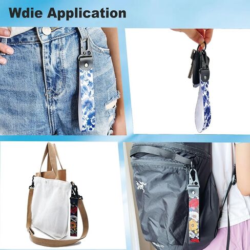 2 Pcs Classic Black & Floral Keychain Wristlet Lanyard for Women couples, Flower Wristlet Strap for Keys Hands-Free Wearable in Saudi Arabia