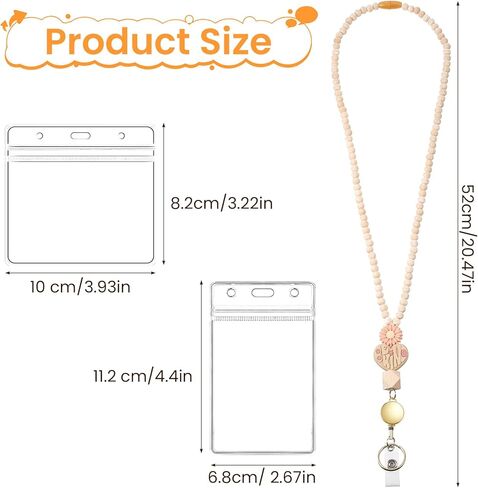 1 Pcs Teacher Breakaway Lanyard, Wooden Beaded Lanyard with ID Holder and Retractable Badge Reel, Cute Teacher Lanyards for Women, Keys Clip, Safety Breakaway, Office Classroom in Saudi Arabia
