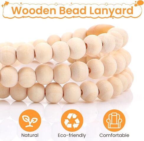 1 Pcs Teacher Breakaway Lanyard, Wooden Beaded Lanyard with ID Holder and Retractable Badge Reel, Cute Teacher Lanyards for Women, Keys Clip, Safety Breakaway, Office Classroom in Saudi Arabia