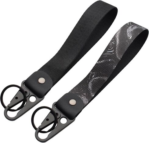 2 Pcs Classic Black & Floral Keychain Wristlet Lanyard for Women couples, Flower Wristlet Strap for Keys Hands-Free Wearable in Saudi Arabia