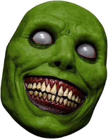 Halloween Smiling Demon Mask Creepy Exorcist Horror Mask White Eyed Evil Devil Mask Realistic Scary Halloween Mask in Kuwait
