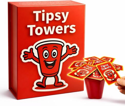 Tipsy Towers™ - لعبة بطاقات للبالغين - لعبة جماعية - لعبة ما قبل اللعبة المفضلة - لعبة الليل المفضلة - متعة سريعة الوتيرة - 3-8 لاعبين - 30 دقيقة in Saudi Arabia