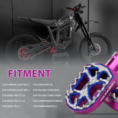أوتاد قدم الدراجة الترابية الكهربائية، مسند أقدام CNC مزدوج السطح من أجل Surron Light Bee X S/E Ride Pro S SS SR/Rawrr Mantis Mini R Mantis X/Talaria Sting MX3 R MX4-Purple in Kuwait