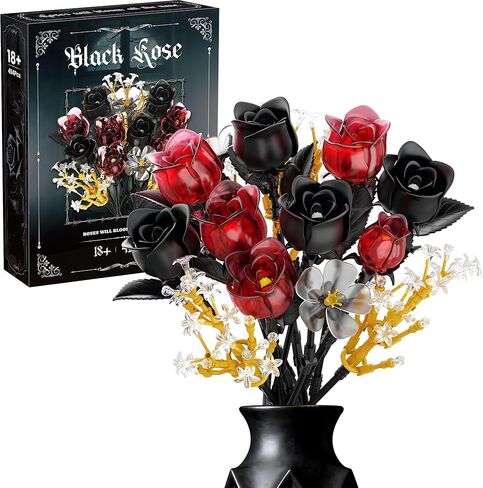 Rose Flower Bouquet Building Set for Adults, Christmas Creative Gift for Women Teen Girlfriend Anniversary, Artificial Floral Botanicals Collection Gothic Decor for Home or Office (414 PCS) in Saudi Arabia