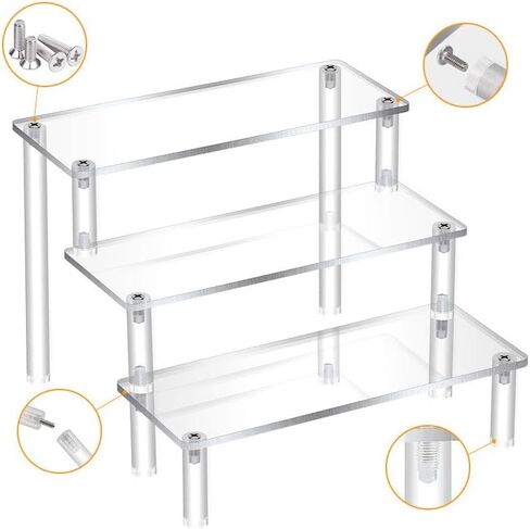 4 Tier Acrylic Display Riser, Clear Perfume Organizer Stand, Cupcake Stand Holder, Dessert Table Display Shelf, Skin Care Organizer for Decoration and Organizer in Saudi Arabia