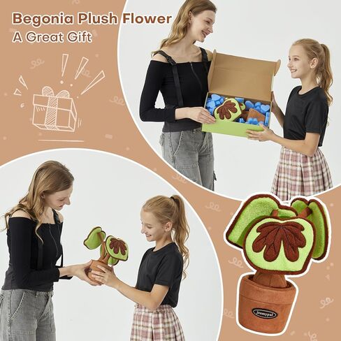 Begonia Flower Plush, Stuffed Plant Plush, Poseable Flower Plant Toys with Flowerpot, Bendable Flower Branches, Indoor Decoration in Saudi Arabia