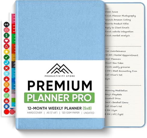 مخطط 2024 8.5 x 11 Pro Max - مخطط غير مؤرخ 2024-2024 تقويم 12 شهرًا ومخطط يومي 2024-2025 - بني - A4 - متجر الإنتاجية in Kuwait