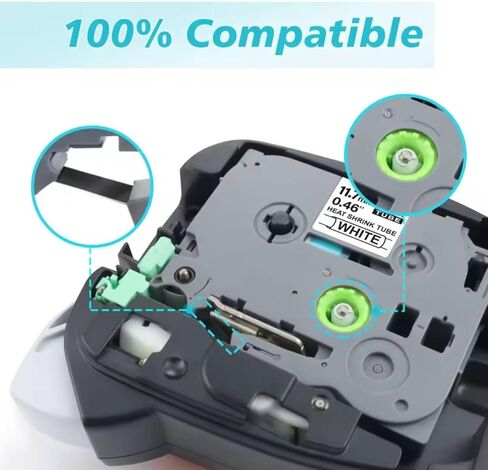 Heat Shrink Label Compatible with Brother P Touch Heat Shrink Tubing Label for Wire Cable for Brother PT-P710BT D400 E500 P900 and More (1,Black on White,0.46"(11.7mm)) in Saudi Arabia